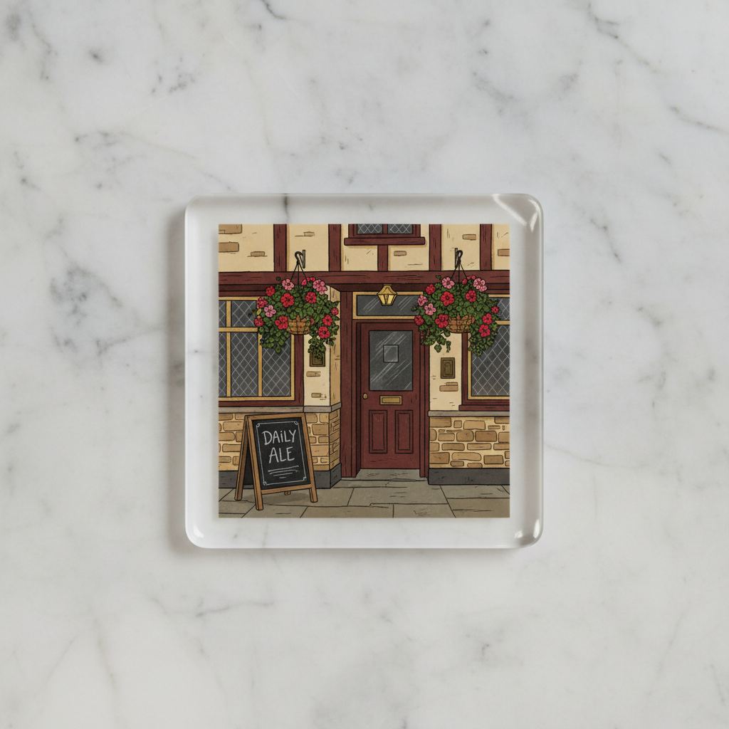British Pub glass coaster