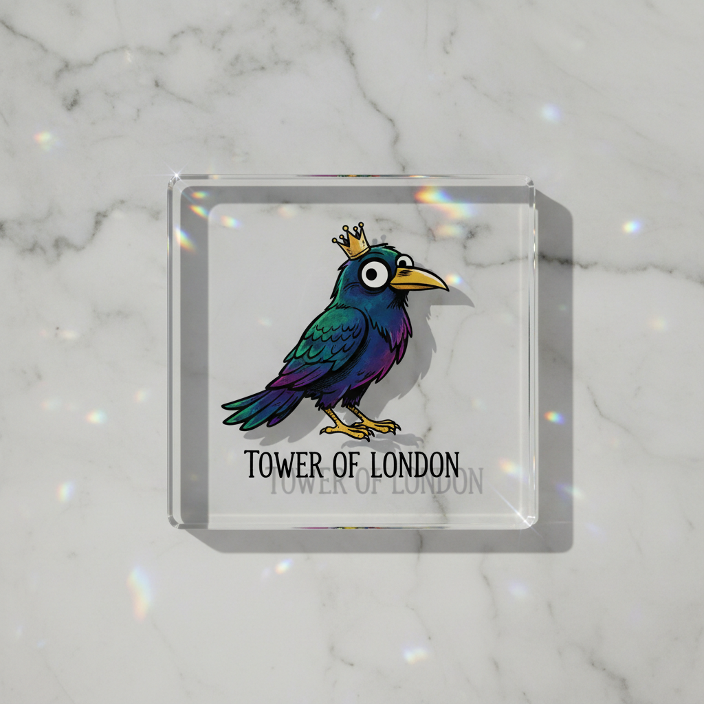 Tower Raven glass coaster